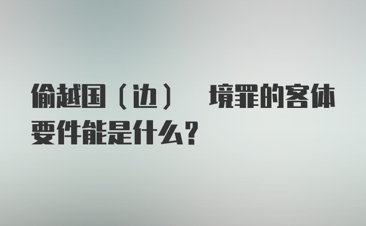 偷越国(边) 境罪的客体要件能是什么?