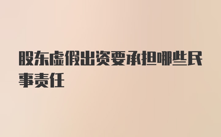 股东虚假出资要承担哪些民事责任