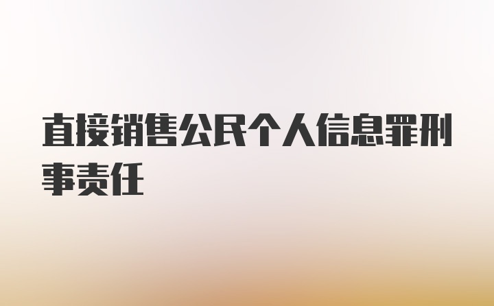 直接销售公民个人信息罪刑事责任