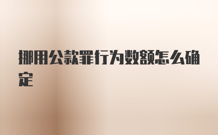 挪用公款罪行为数额怎么确定