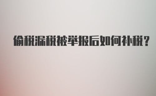 偷税漏税被举报后如何补税?