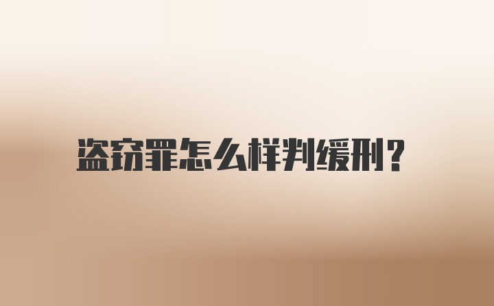 盗窃罪怎么样判缓刑?