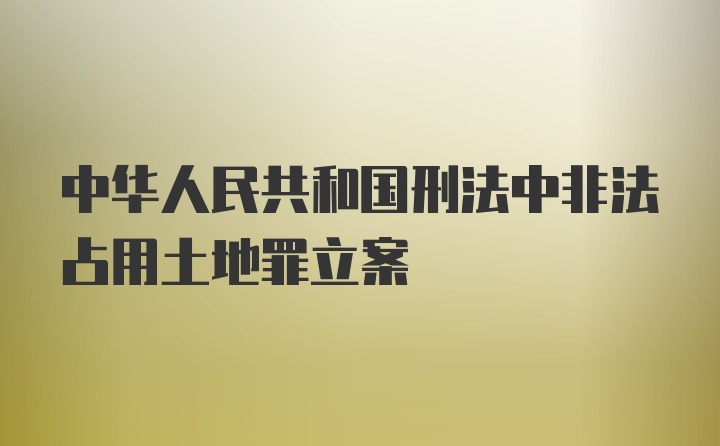 中华人民共和国刑法中非法占用土地罪立案