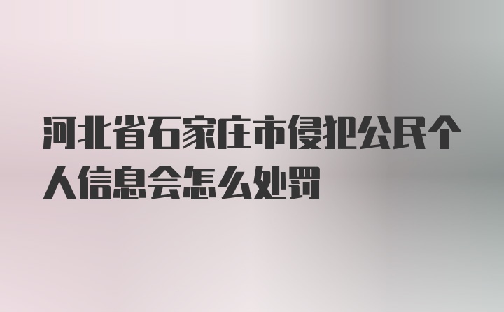 河北省石家庄市侵犯公民个人信息会怎么处罚