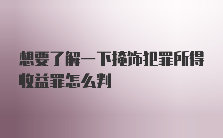 想要了解一下掩饰犯罪所得收益罪怎么判