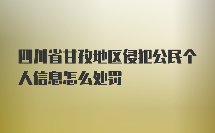 四川省甘孜地区侵犯公民个人信息怎么处罚