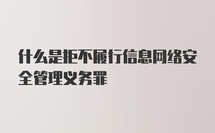 什么是拒不履行信息网络安全管理义务罪