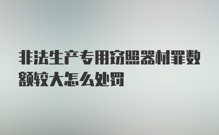 非法生产专用窃照器材罪数额较大怎么处罚