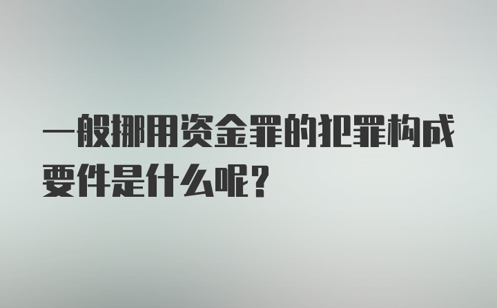 一般挪用资金罪的犯罪构成要件是什么呢？