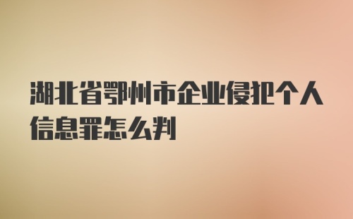 湖北省鄂州市企业侵犯个人信息罪怎么判