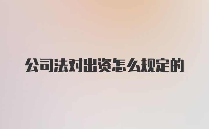 公司法对出资怎么规定的