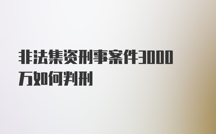 非法集资刑事案件3000万如何判刑