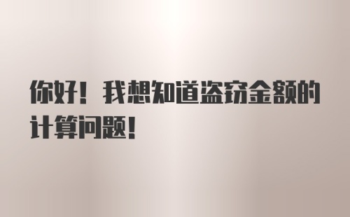 你好！我想知道盗窃金额的计算问题！