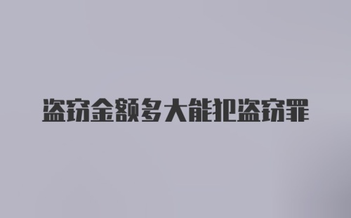 盗窃金额多大能犯盗窃罪