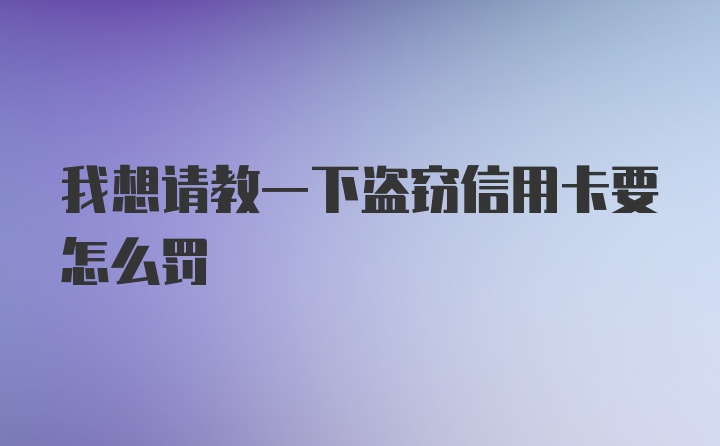 我想请教一下盗窃信用卡要怎么罚