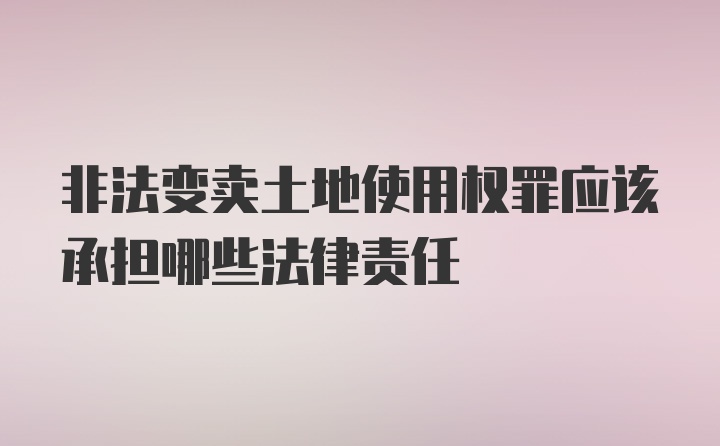 非法变卖土地使用权罪应该承担哪些法律责任