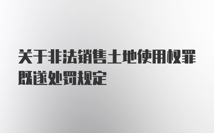 关于非法销售土地使用权罪既遂处罚规定