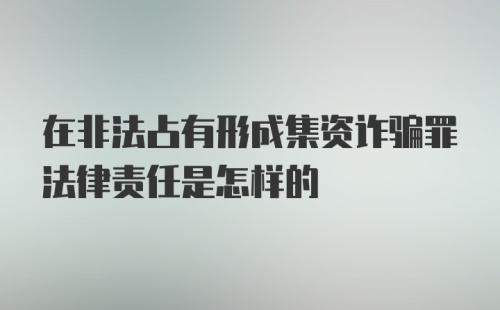 在非法占有形成集资诈骗罪法律责任是怎样的