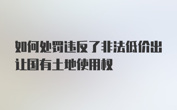 如何处罚违反了非法低价出让国有土地使用权