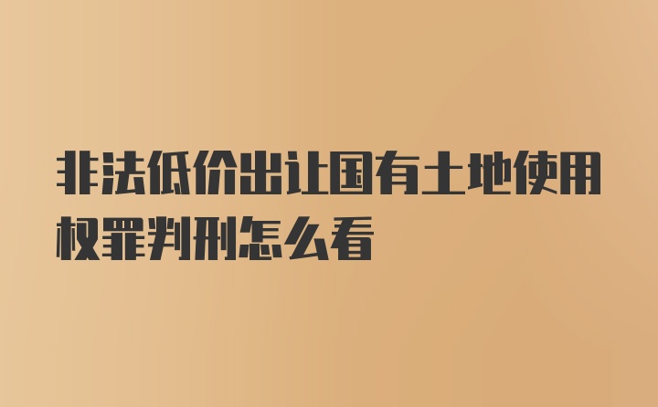 非法低价出让国有土地使用权罪判刑怎么看