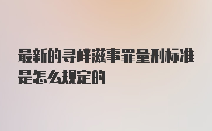 最新的寻衅滋事罪量刑标准是怎么规定的