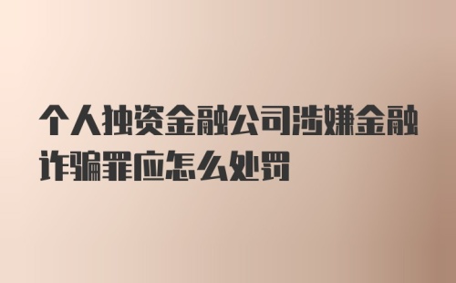 个人独资金融公司涉嫌金融诈骗罪应怎么处罚