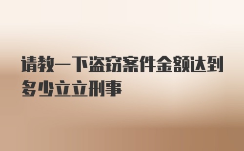 请教一下盗窃案件金额达到多少立立刑事