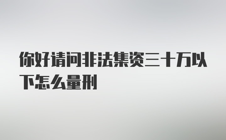 你好请问非法集资三十万以下怎么量刑