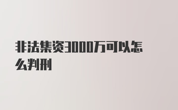 非法集资3000万可以怎么判刑