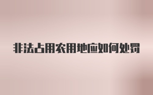 非法占用农用地应如何处罚
