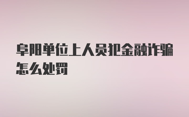 阜阳单位上人员犯金融诈骗怎么处罚