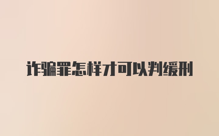 诈骗罪怎样才可以判缓刑