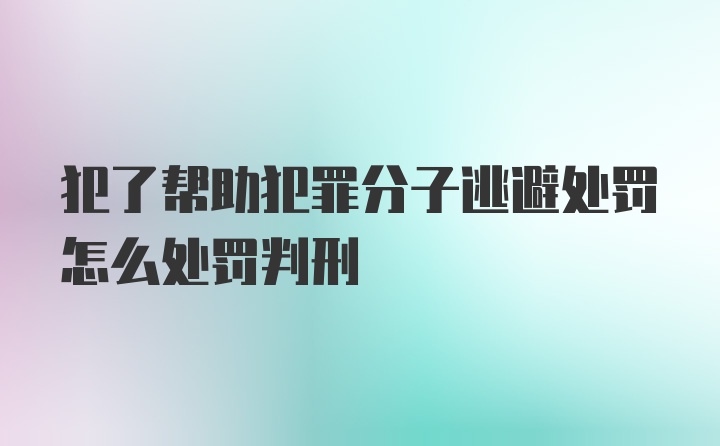 犯了帮助犯罪分子逃避处罚怎么处罚判刑