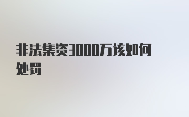 非法集资3000万该如何处罚