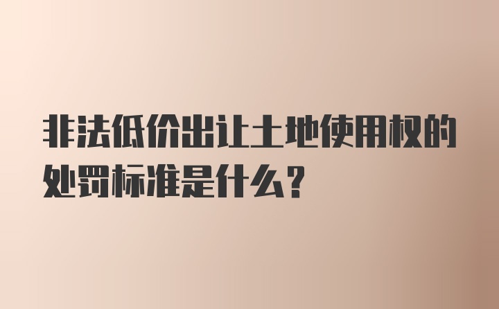 非法低价出让土地使用权的处罚标准是什么？