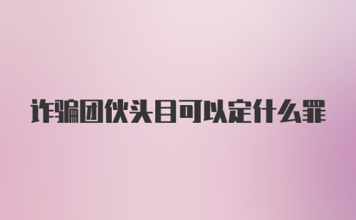 诈骗团伙头目可以定什么罪