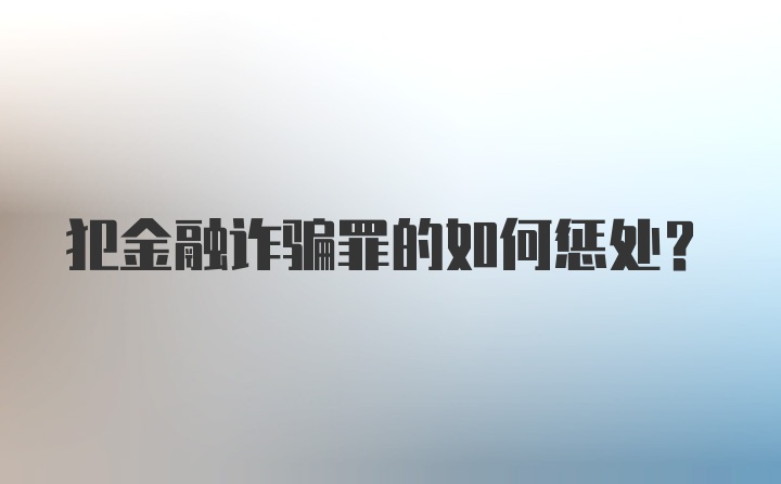 犯金融诈骗罪的如何惩处？