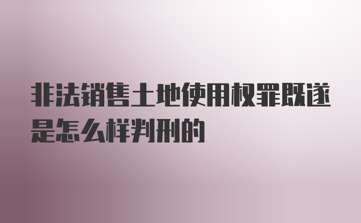 非法销售土地使用权罪既遂是怎么样判刑的