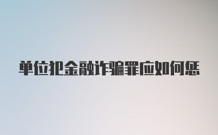 单位犯金融诈骗罪应如何惩