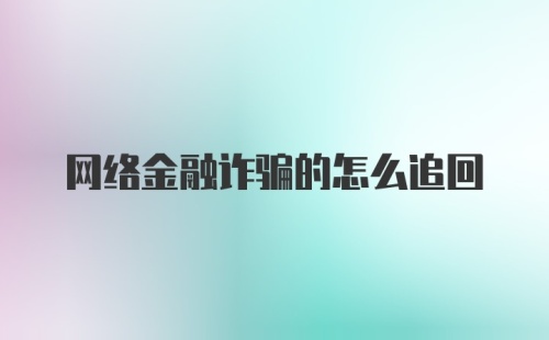 网络金融诈骗的怎么追回