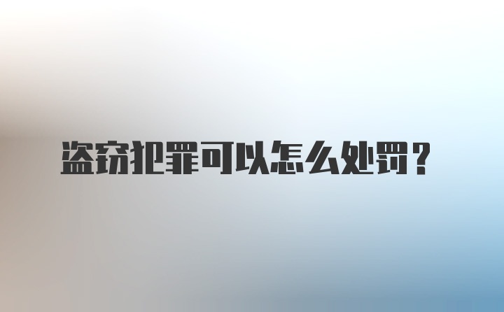 盗窃犯罪可以怎么处罚？