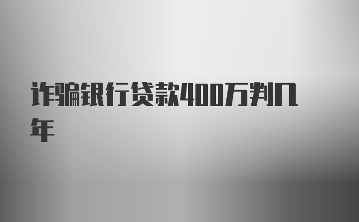 诈骗银行贷款400万判几年