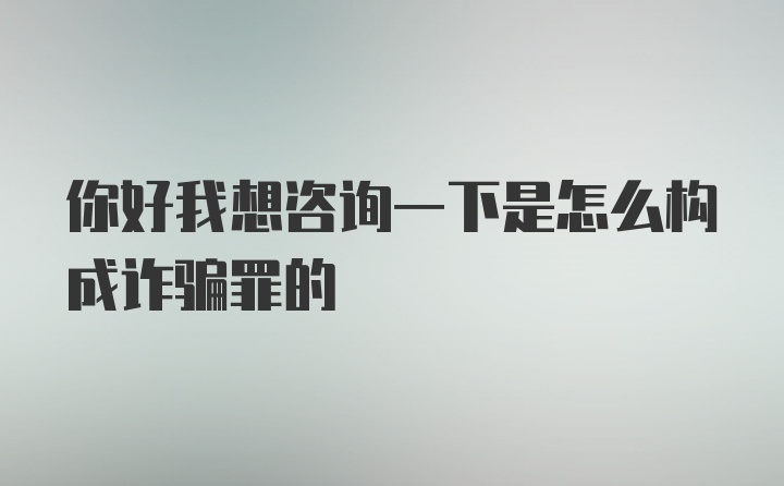 你好我想咨询一下是怎么构成诈骗罪的