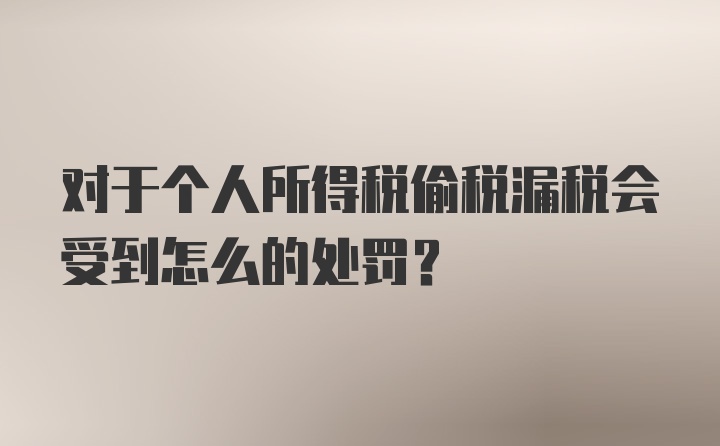 对于个人所得税偷税漏税会受到怎么的处罚？