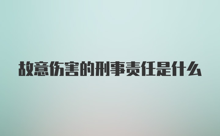 故意伤害的刑事责任是什么