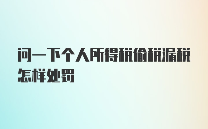 问一下个人所得税偷税漏税怎样处罚