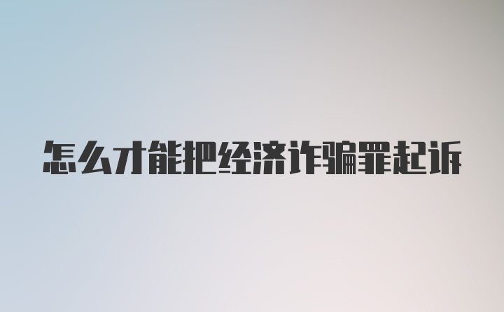 怎么才能把经济诈骗罪起诉