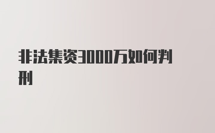 非法集资3000万如何判刑