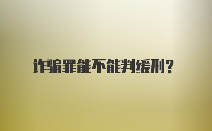 诈骗罪能不能判缓刑?