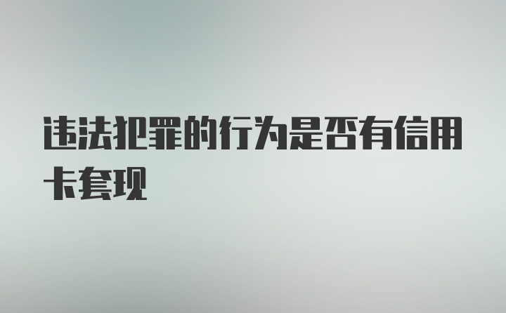 违法犯罪的行为是否有信用卡套现